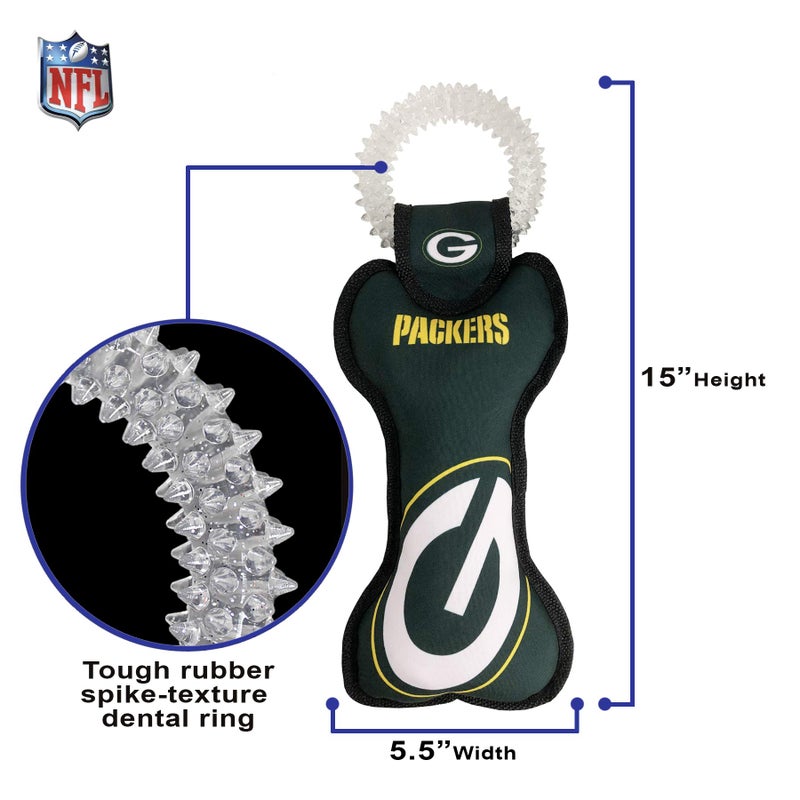 Pets First NFL Green Bay Packers Dental Dog TUG Toy with Squeaker. Tough PET Toy for Healthy Fun, Teething & Cleaning Pet's Teeth & Gum. (GBP-3310) - Image 5